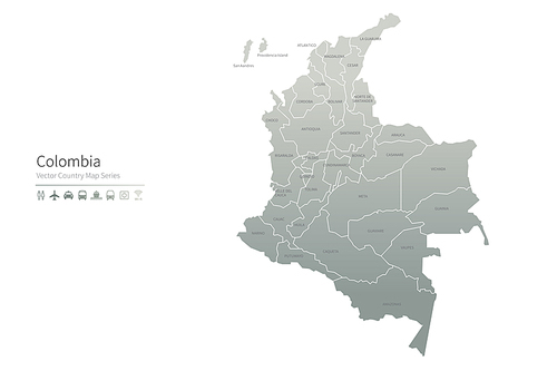 콜롬비아 지도. colombia vector map.