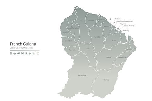 프랑스령 기아나 지도. franch guiana vector map.