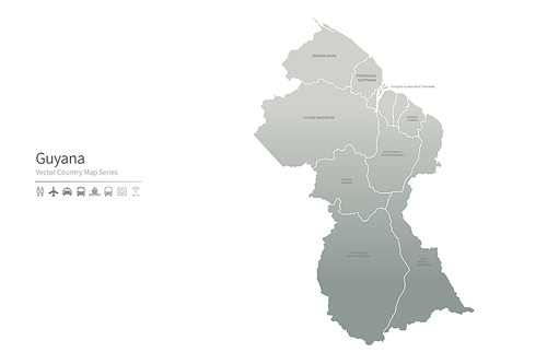 가이아나 지도. guyana vector map.