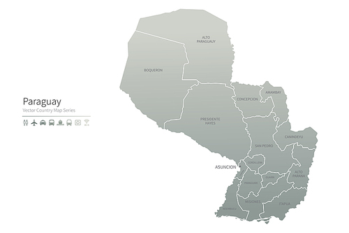 파라과이 지도. paraguay vector map.