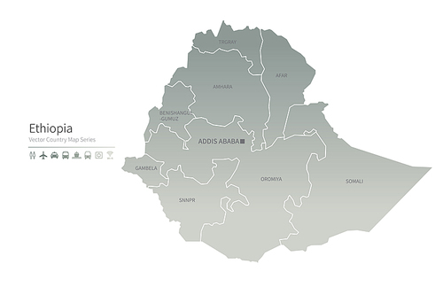 에티오피아 지도. 아프리카 국가맵. ethopia vector map.