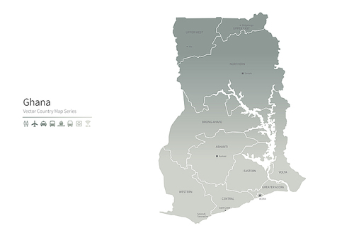 가나 지도. 아프리카 국가맵. ghana vector map.