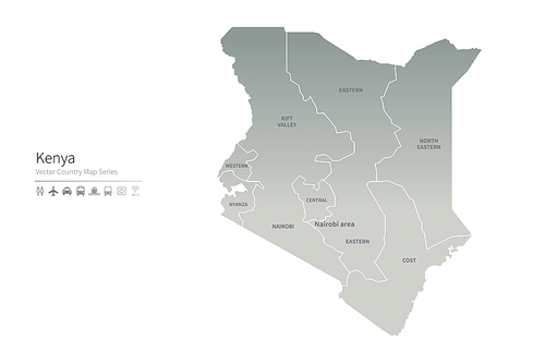 케냐 지도. 아프리카 국가맵. kenya vector map.