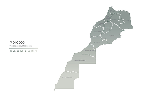 모로코 지도. 아프리카 국가맵. morocco vector map.