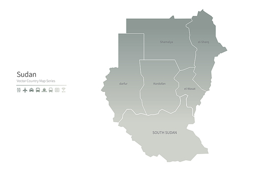 수단 지도. 아프리카 국가맵. sudan vector map.