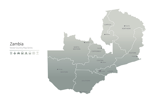 잠비아 지도. 아프리카 국가맵. zambia vector map.