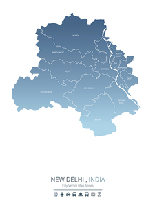 뉴델리 지도. 인도의 도시맵. new delhi city map.