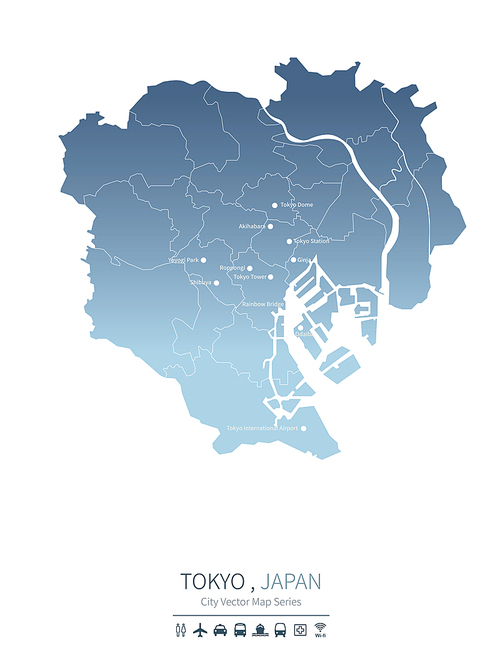 도쿄 지도. 일본의 도시맵. tokyo city map.