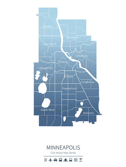 미니애폴리스 지도. 미국 미네소타의 도시맵. minneapolis city map.