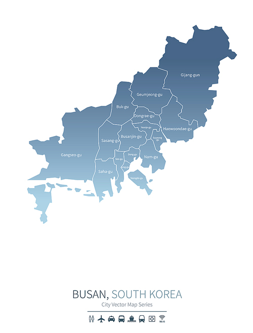 부산 지도. 한국의 시티 맵. busan city map.