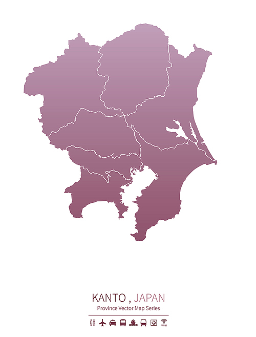 간토 지도. 일본의 행정구역 지도. kanto map.