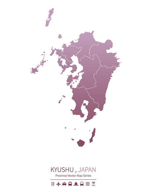 규슈 지도. 일본의 행정구역 지도. kyushu map.