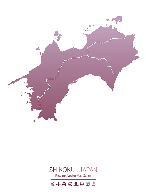 시코쿠 지도. 일본의 행정구역 지도. shikoku map.