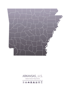 arkansas U.S. states map.