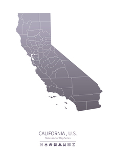 california U.S. states map.