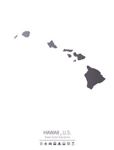 hawaii U.S. states map.