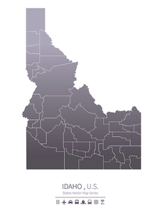 idaho U.S. states map.