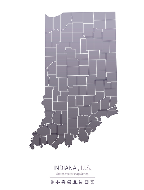 indiana U.S. states map.