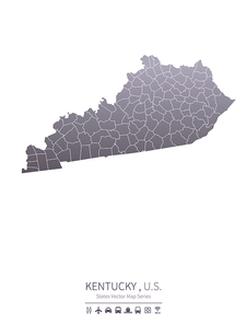 kentucky U.S. states map.