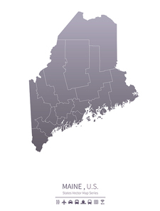 maine  U.S. states map.