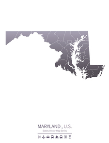 maryland U.S. states map.