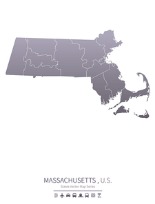 massachusetts U.S. states map.