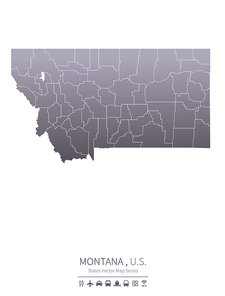 montana  U.S. states map.