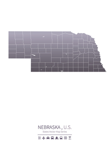 nebraska U.S. states map.