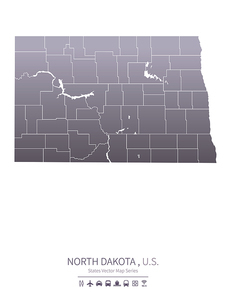 north dakota U.S. states map.