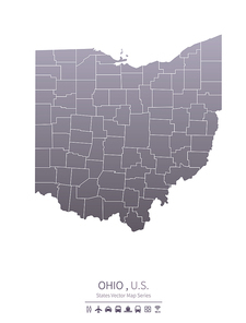 ohio U.S. states map.