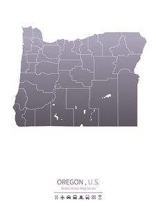 oregon  U.S. states map.