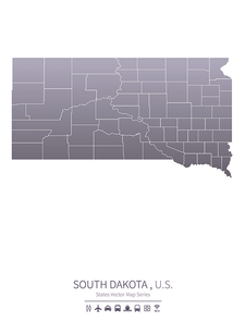 south dakota U.S. states map.