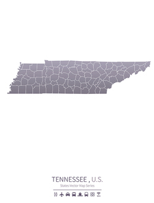 tennessee U.S. states map.