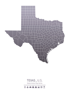 texas U.S. states map.