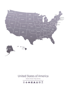 USA. United states of america vector map. U.S. states map.