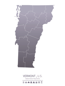 vermont U.S. states map.