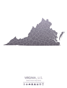 virginia U.S. states map.