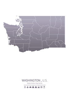 washington U.S. states map.