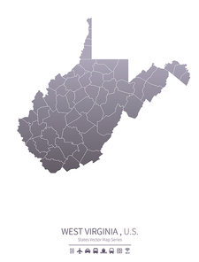 west virginia U.S. states map.