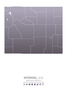 wyoming U.S. states map.