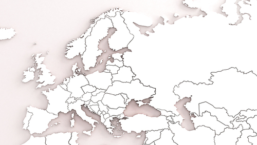 동유럽 대륙 지도의 3d rendering