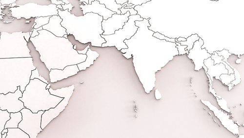 중동대륙, 인도양 주변국가 지도 3d rendering