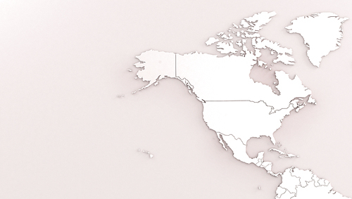 북미, 북아메리카 대륙 지도의 3d rendering