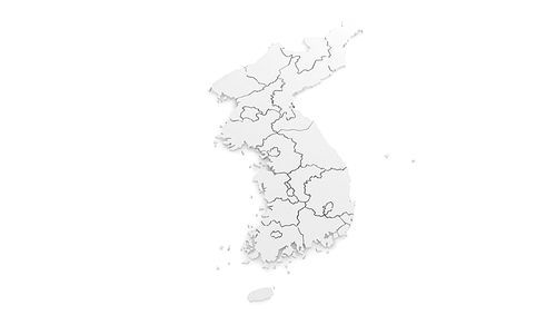 한반도, 한국지도의 3d rendering