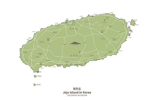 한국의 제주도 지도. jeju island vector map.