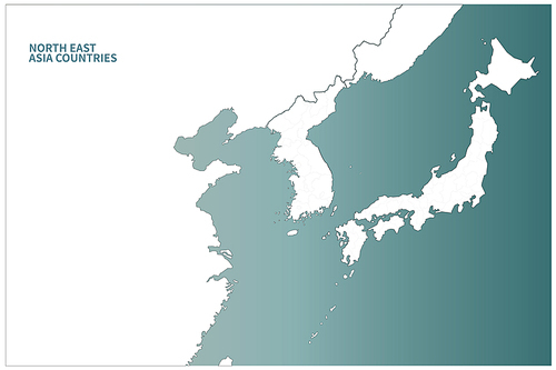 한국과 주변국가의 벡터지도. 한국과 일본,중국의 지도. vector map of korea and japan,china.