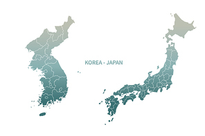 한국과 일본의 지도. korea and japan vector map.