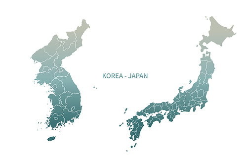 한국과 일본의 지도. korea and japan vector map.