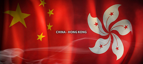 중국과 홍콩의 글로벌 비지니스 컨셉 국기 3d background. china and hongkong flag.