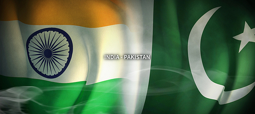 인도와 파키스탄의 글로벌 비지니스 컨셉 국기 3d background. india and pakistan flag.